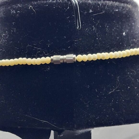 Vintage 60s Bakelite Ivory Celluloid graduated disc collar necklace 18.5" - Picture 3 of 4